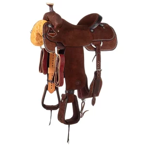 Competitors Chocolate Roughout Team Roping Saddle