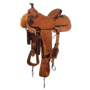 Competitors Heavy Oil Roughout Team Roping Saddle