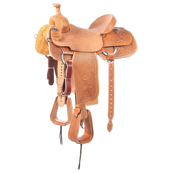 Competitors Natural 7/8 Breed Basket and Sunflower Team Roping Saddle