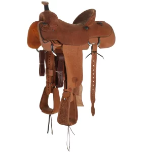Competitors Natural 1/4 Breed Roughout Poinsettia Team Roping Saddle