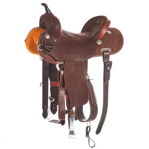 Burns Saddlery 15 Inch 30HD Chocolate Roughout Barrel Saddle