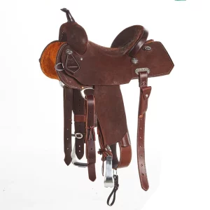 Burns Saddlery 14 Inch 20HD Chocolate Roughout Barrel Saddle