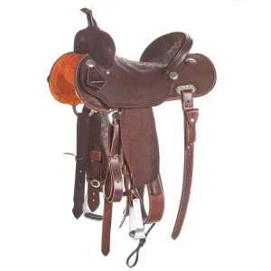 Burns Saddlery 14 Inch 20FD Chocolate Roughout Barrel Saddle