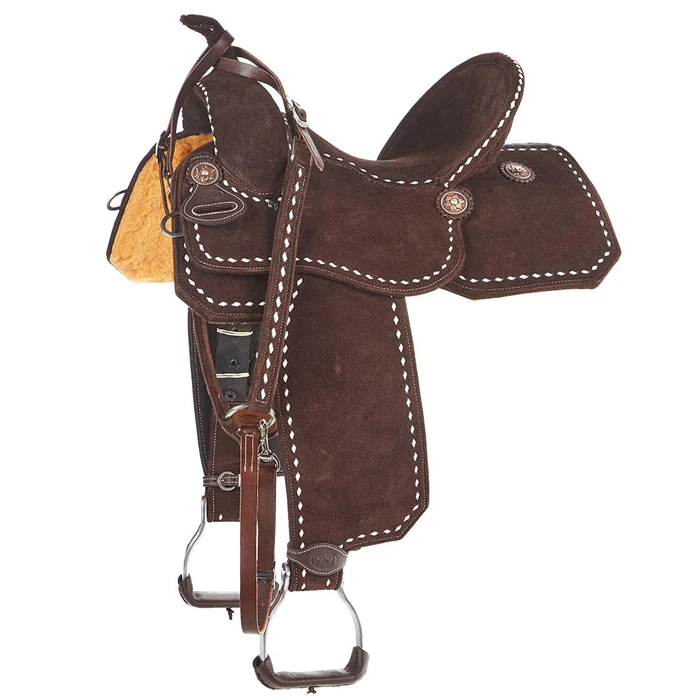 Tomahawk Chocolate Roughout 14 Inch Lightweight Barrel Saddle with Buckstitch