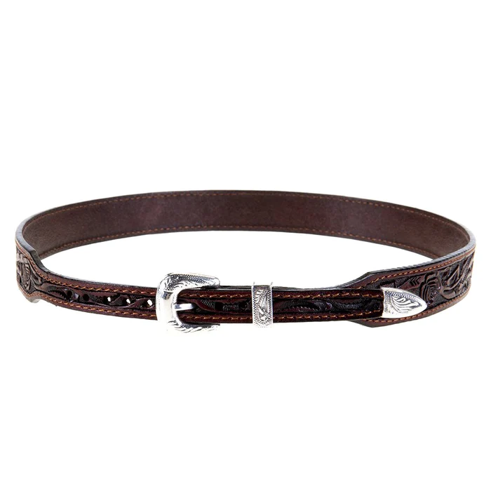Austin Accent Inc. Brown Leather Rose Tooled Hat Band
