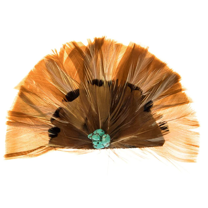 Austin Accent Inc. Brown and Turquoise Feather Crest