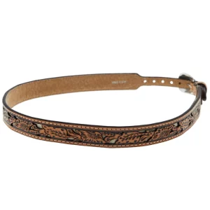 MF 3/4in. Floral Tooled with White Underlay Hat Band