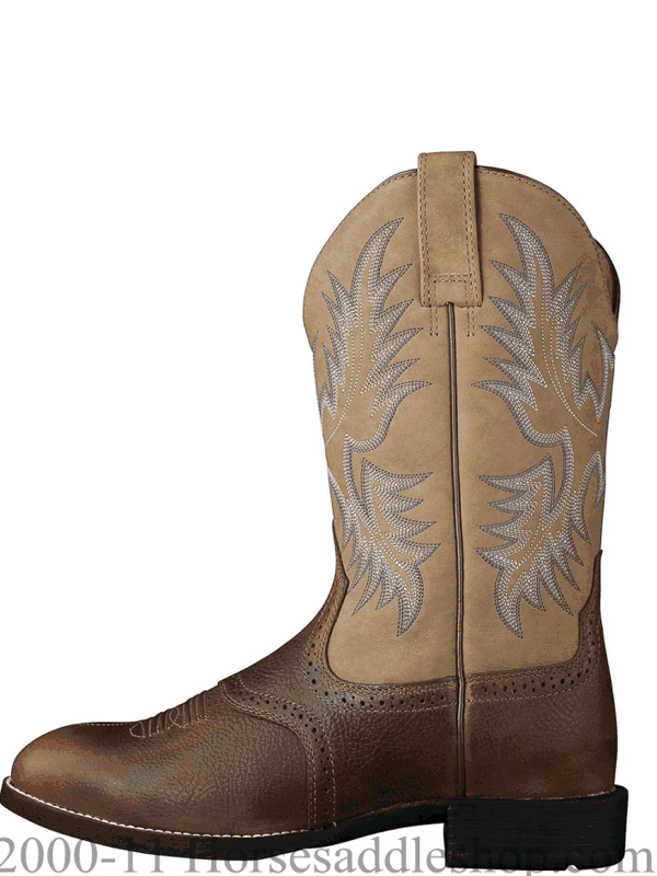 Men's Ariat Tumbled Brown Heritage Stockman Boots - Image 3