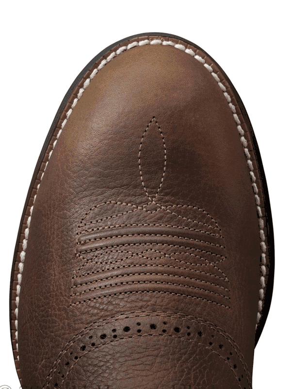 Men's Ariat Tumbled Brown Heritage Stockman Boots - Image 2